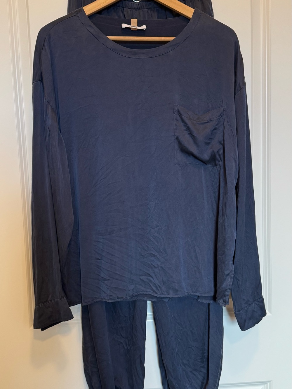 Lunya Women’s Silk Navy Pajama Set Washable Size Medium